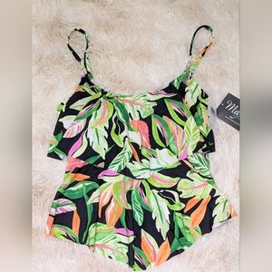 NWT, Maxine Of Hollywood, Rainbow Rainforest,Tiered Tankini Swim Top -Ladies 10